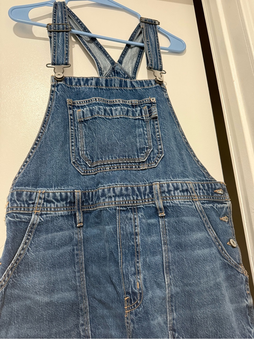 American Eagle Outfitters Blue Denim Long Sleeve Overalls Dress